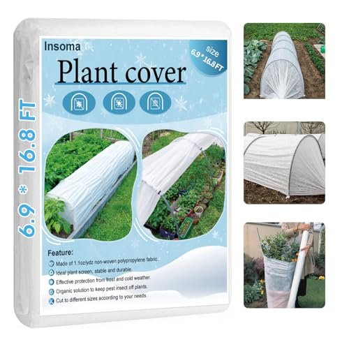 Insoma 1.1oz/yd Plant Covers Freeze Protection,6.9 X 16.8 FT Floating Row Cover for Garden, Frost Plant Blanket for Winter